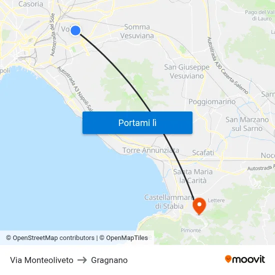 Via Monteoliveto to Gragnano map