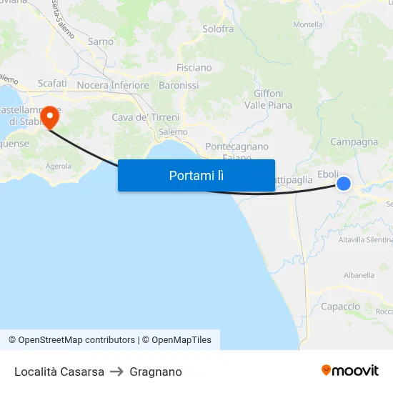 Località Casarsa to Gragnano map