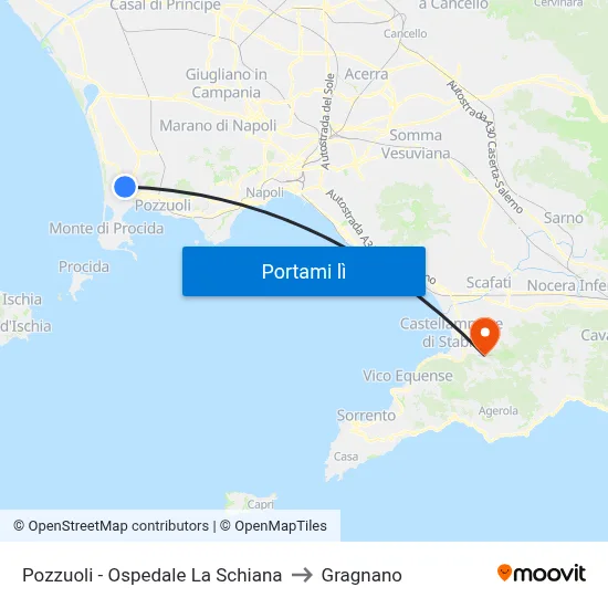 Pozzuoli - Ospedale La Schiana to Gragnano map