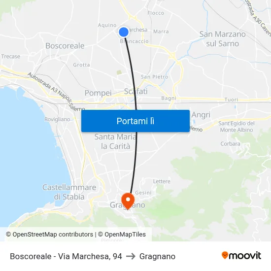 Boscoreale - Via Marchesa, 94 to Gragnano map