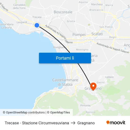 Trecase - Stazione Circumvesuviana to Gragnano map