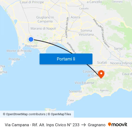 Via Campana - Rif. Alt. Inps Civico N° 233 to Gragnano map