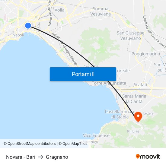 Novara - Bari to Gragnano map