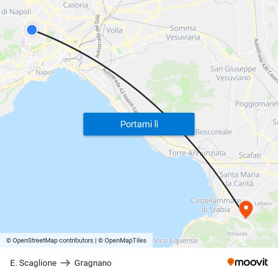 E. Scaglione to Gragnano map