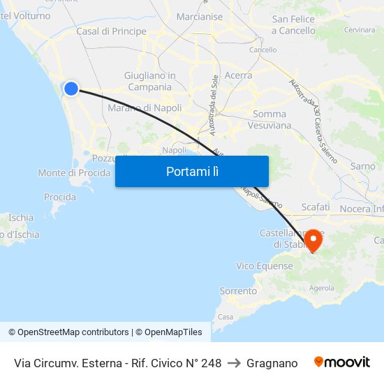 Via Circumv. Esterna - Rif. Civico N° 248 to Gragnano map