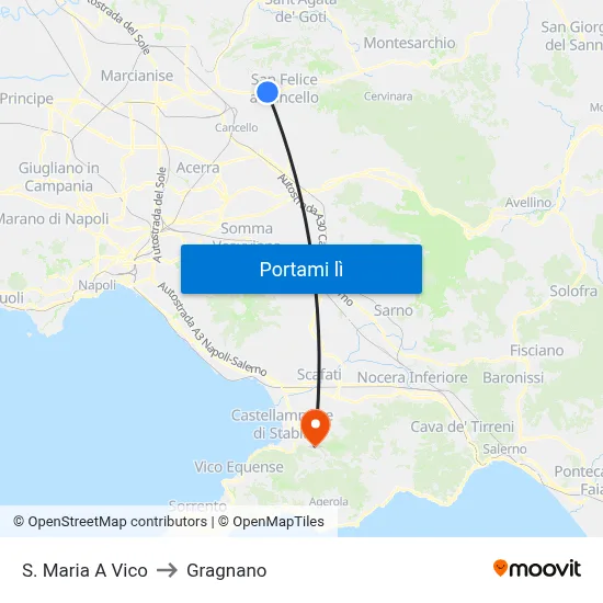 S. Maria A Vico to Gragnano map