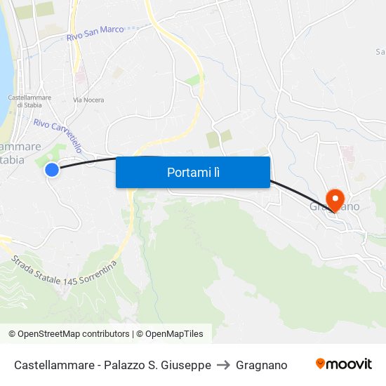 Castellammare - Palazzo S. Giuseppe to Gragnano map