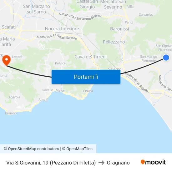 Via S.Giovanni, 19 (Pezzano Di Filetta) to Gragnano map