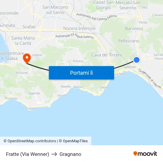 Fratte (Via Wenner) to Gragnano map