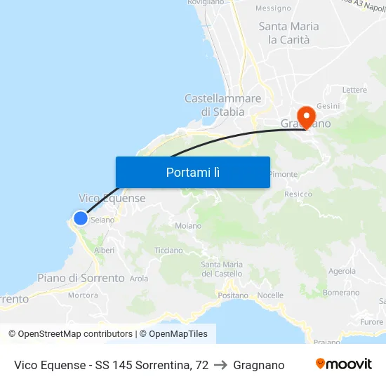 Vico Equense - SS 145 Sorrentina, 72 to Gragnano map