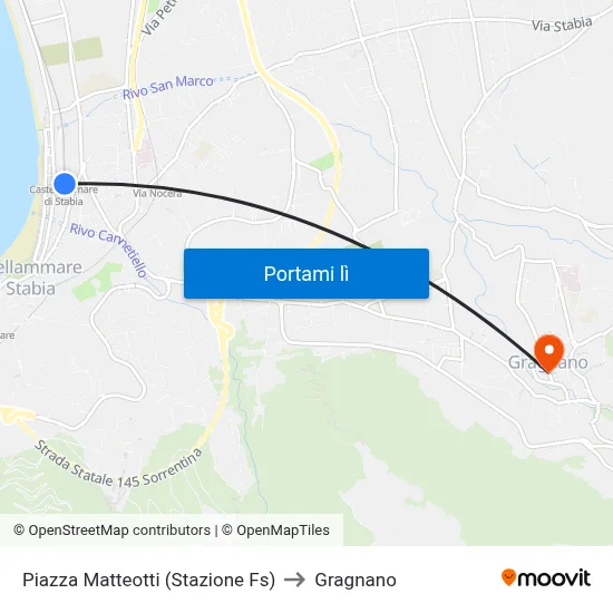 Piazza Matteotti (Stazione Fs) to Gragnano map