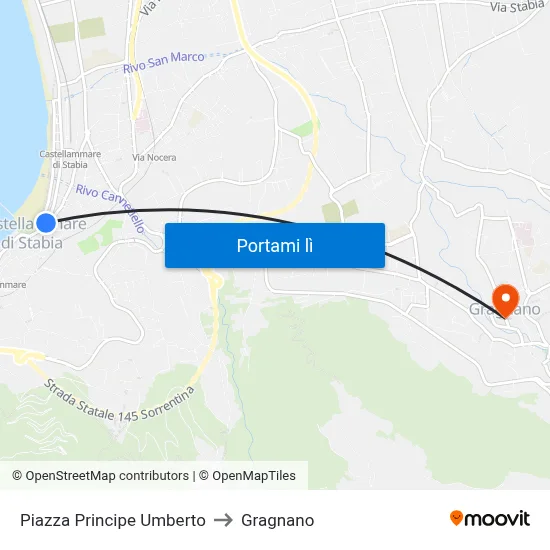 Piazza Principe Umberto to Gragnano map
