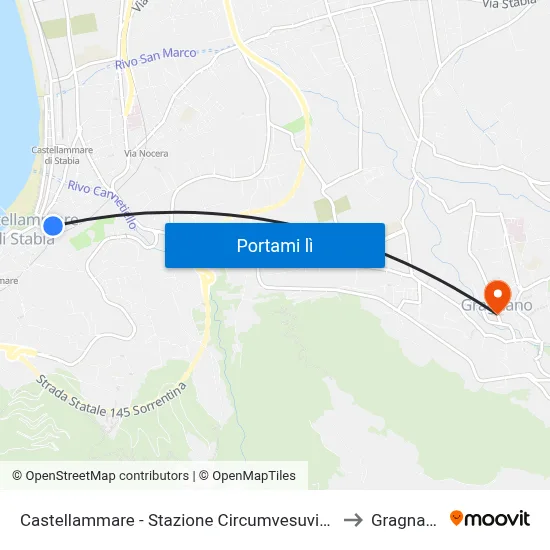 Castellammare - Stazione Circumvesuviana to Gragnano map