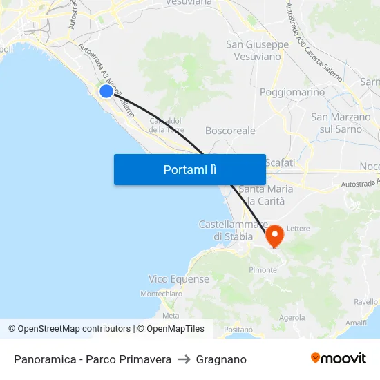 Panoramica - Parco Primavera to Gragnano map