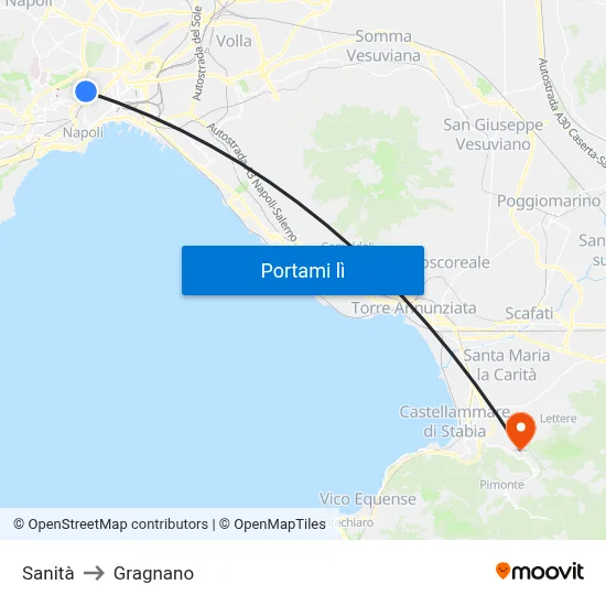 Sanità to Gragnano map
