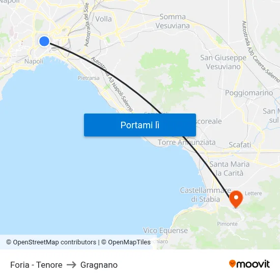 Foria - Tenore to Gragnano map