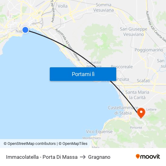 Immacolatella - Porta Di Massa to Gragnano map