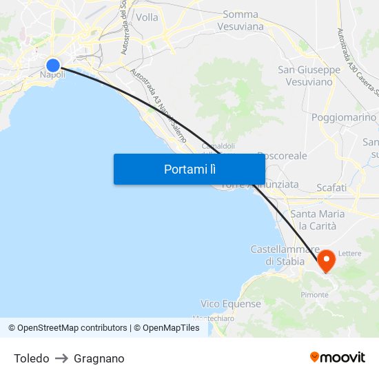 Toledo to Gragnano map