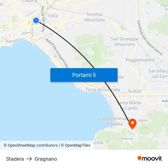 Stadera to Gragnano map