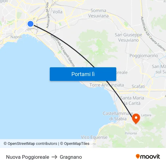 Nuova Poggioreale to Gragnano map
