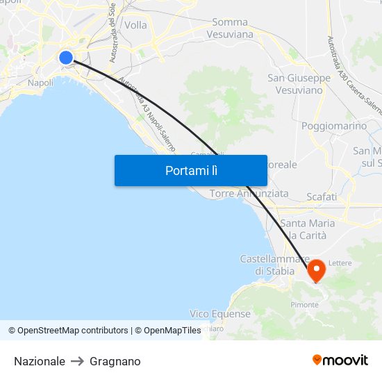 Nazionale to Gragnano map