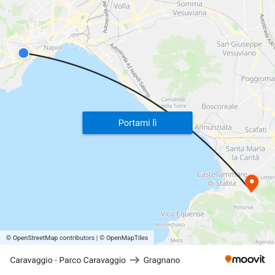 Caravaggio - Parco Caravaggio to Gragnano map