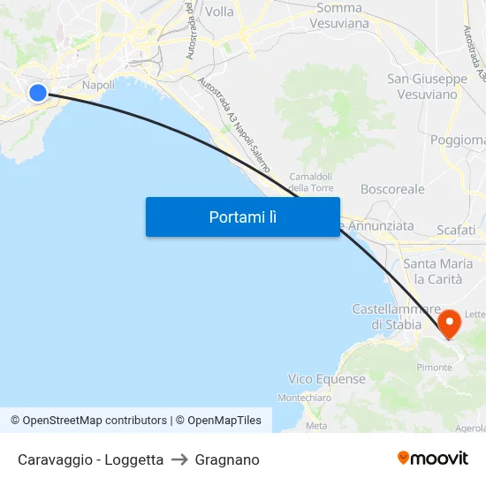 Caravaggio - Loggetta to Gragnano map