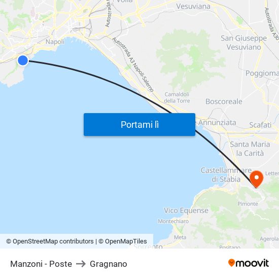 Manzoni - Poste to Gragnano map