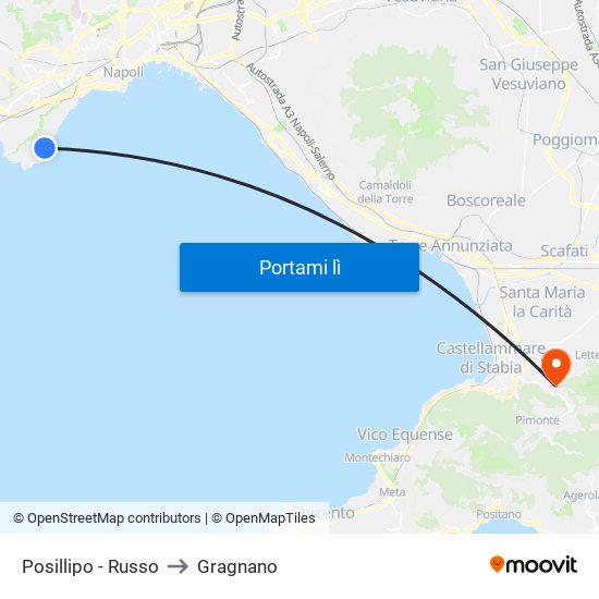 Posillipo - Russo to Gragnano map