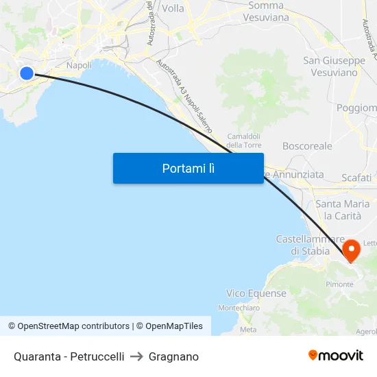 Quaranta - Petruccelli to Gragnano map