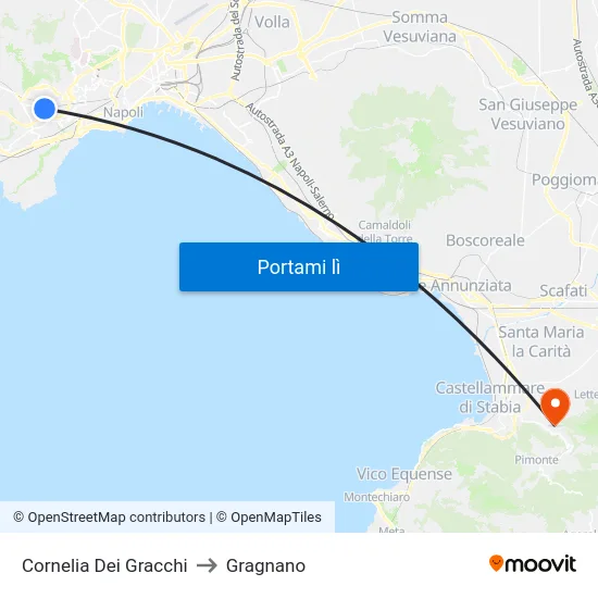 Cornelia Dei Gracchi to Gragnano map