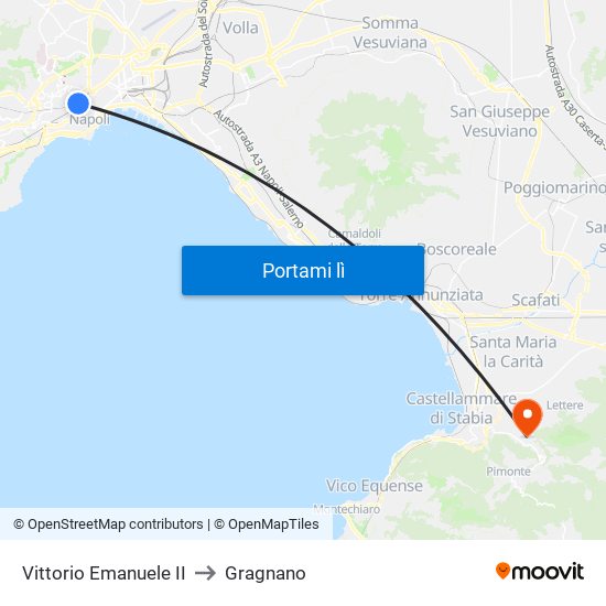 Vittorio Emanuele II to Gragnano map