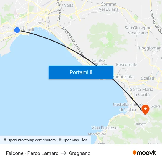 Falcone - Parco Lamaro to Gragnano map