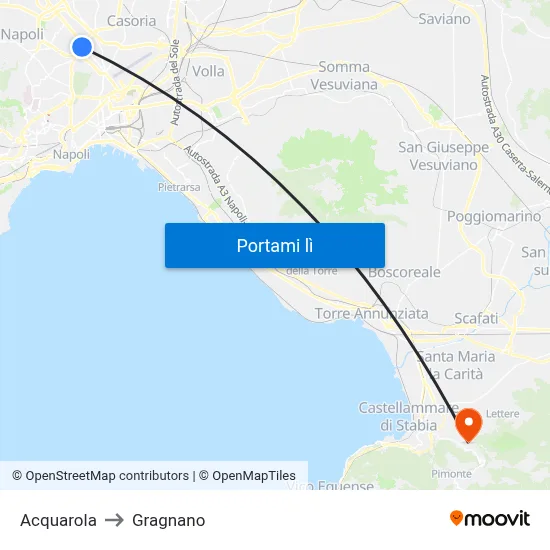 Acquarola to Gragnano map