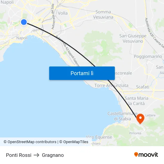 Ponti Rossi to Gragnano map