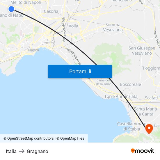 Italia to Gragnano map