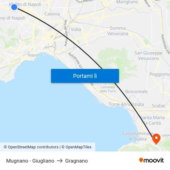 Mugnano - Giugliano to Gragnano map
