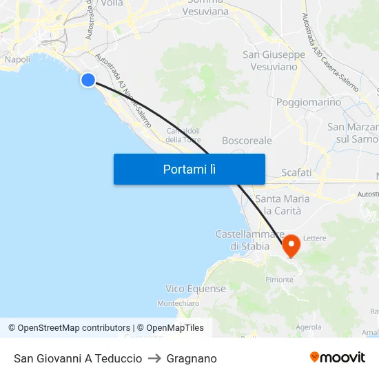 San Giovanni A Teduccio to Gragnano map
