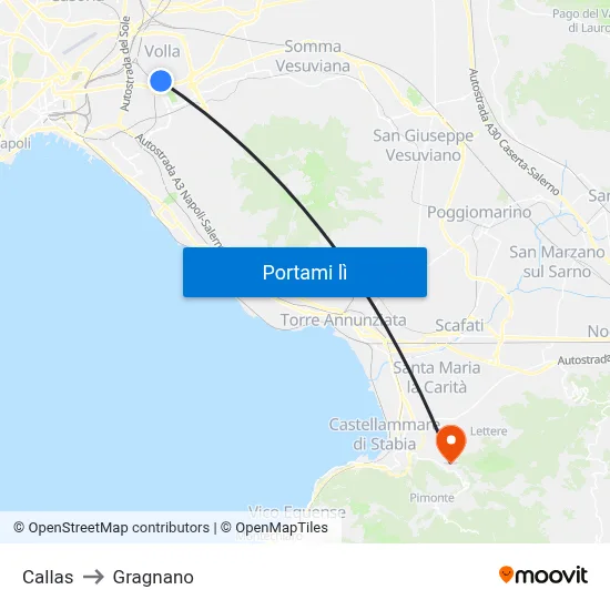 Callas to Gragnano map
