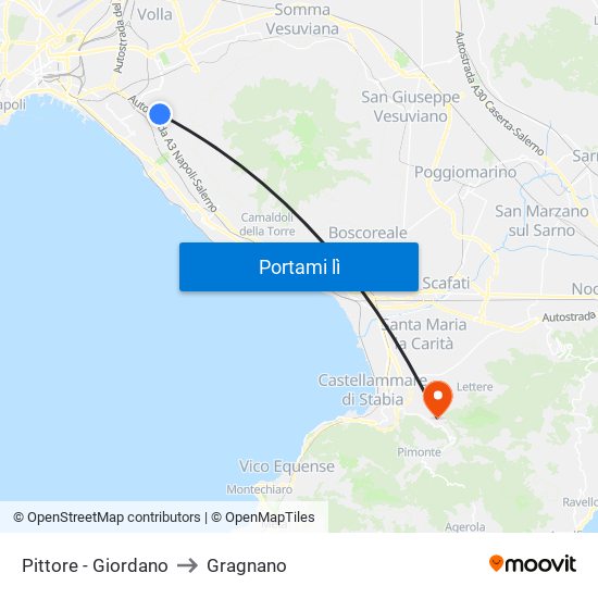 Pittore - Giordano to Gragnano map