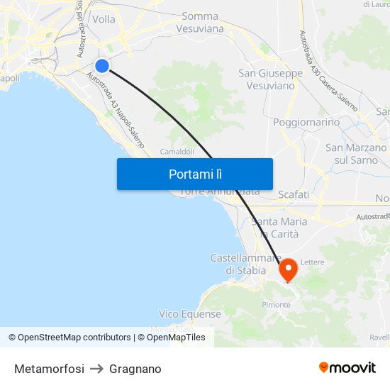 Metamorfosi to Gragnano map