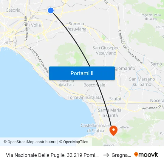 Via Nazionale Delle Puglie, 32 219 Pomigliano to Gragnano map