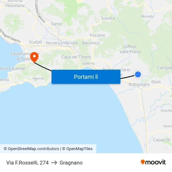 Via F.Rosselli, 274 to Gragnano map