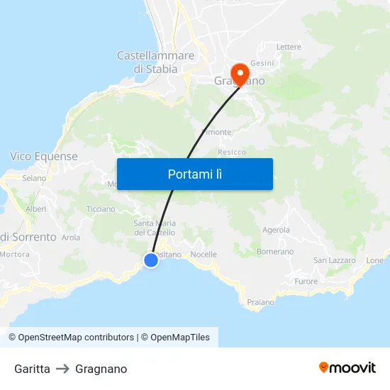 Garitta to Gragnano map