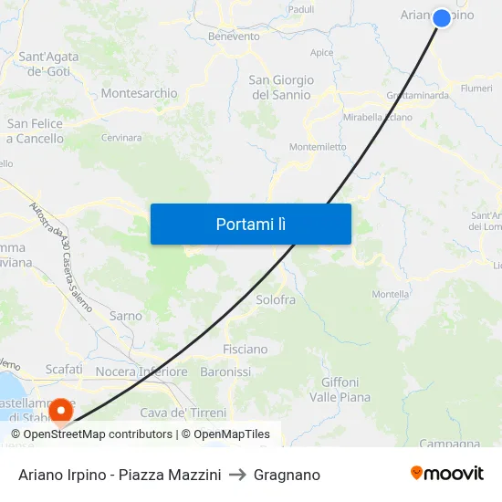 Ariano Irpino - Piazza Mazzini to Gragnano map