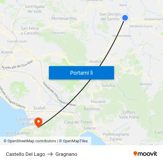Castello Del Lago to Gragnano map