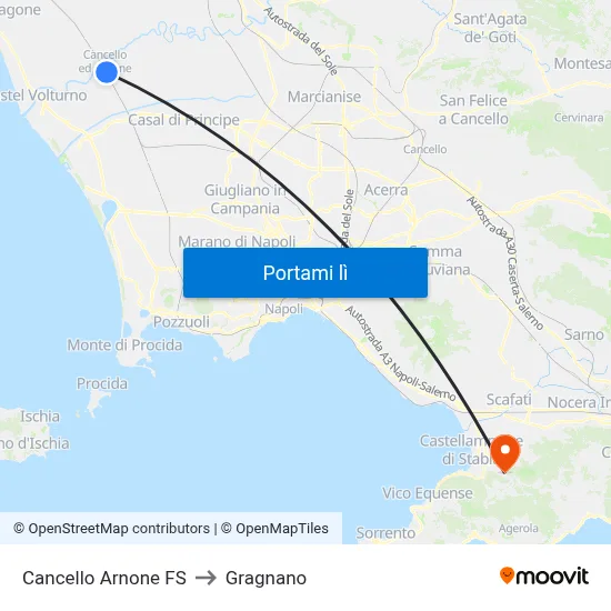 Cancello Arnone FS to Gragnano map