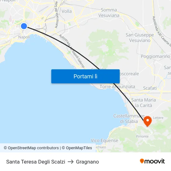 Santa Teresa Degli Scalzi to Gragnano map