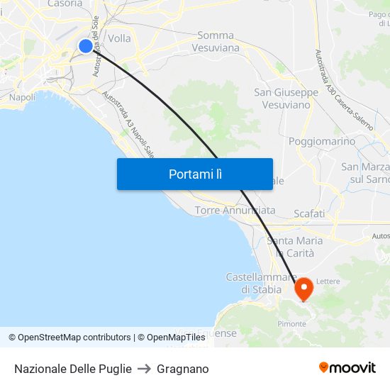 Nazionale Delle Puglie to Gragnano map