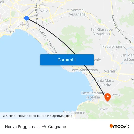 Nuova Poggioreale to Gragnano map